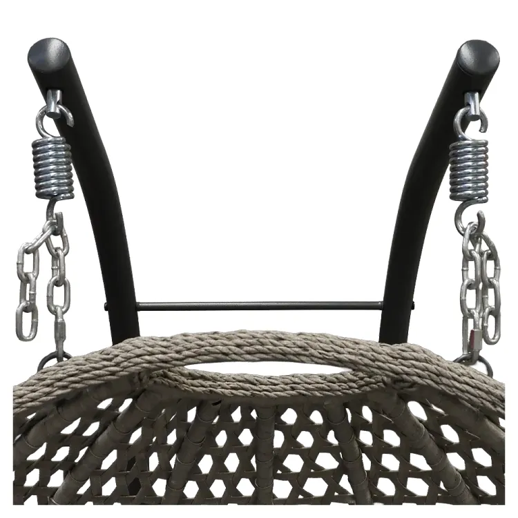 Fotel wiszący kokon do ogrodu rattan 180kg szary dwuosobowy Laguna XL podwójny stelaż Serpent Tree – zdjęcie 6