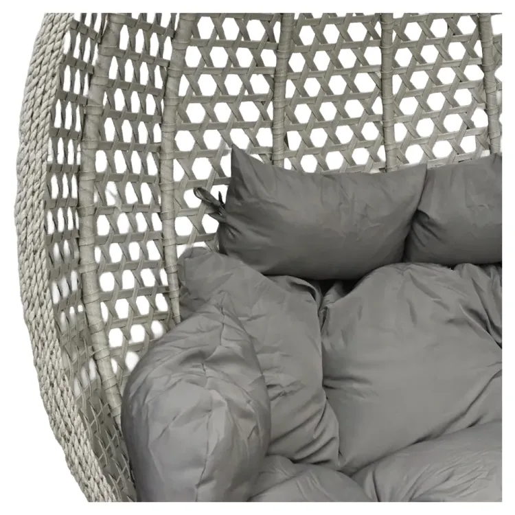 Fotel wiszący kokon do ogrodu rattan 180kg szary dwuosobowy Laguna XL podwójny stelaż Serpent Tree – zdjęcie 7