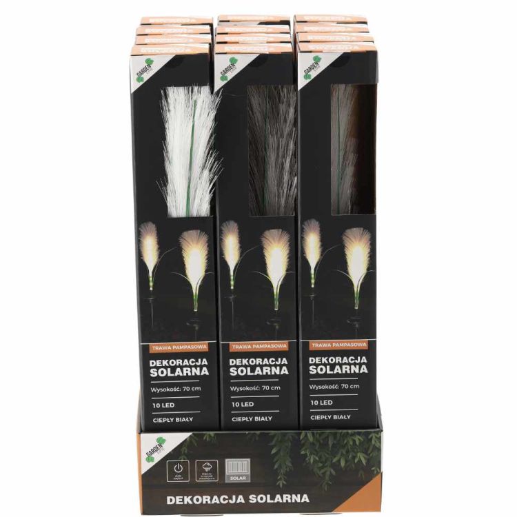 Lampa solarna ogrodowa trawa pampasowa LED 70cm ciepły biały dekoracyjna – zdjęcie 3