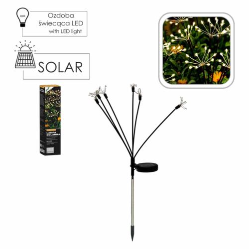 Lampa solarna ogrodowa fajerwerki LED 70cm 60LED ciepły biały dekoracyjna – zdjęcie 1