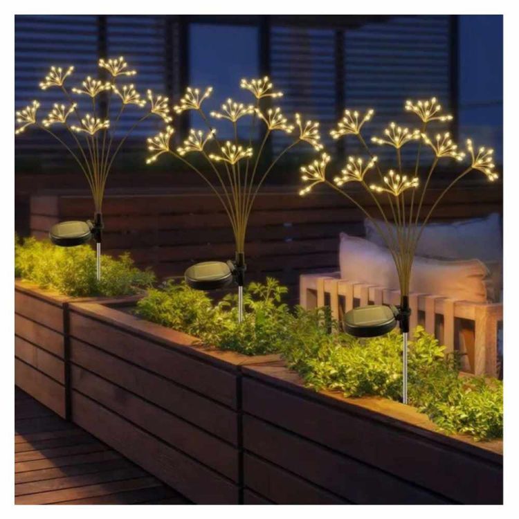 Lampa solarna ogrodowa fajerwerki LED 70cm 60LED ciepły biały dekoracyjna – zdjęcie 3
