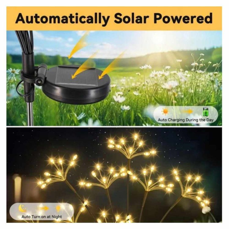 Lampa solarna ogrodowa fajerwerki LED 70cm 60LED ciepły biały dekoracyjna – zdjęcie 4