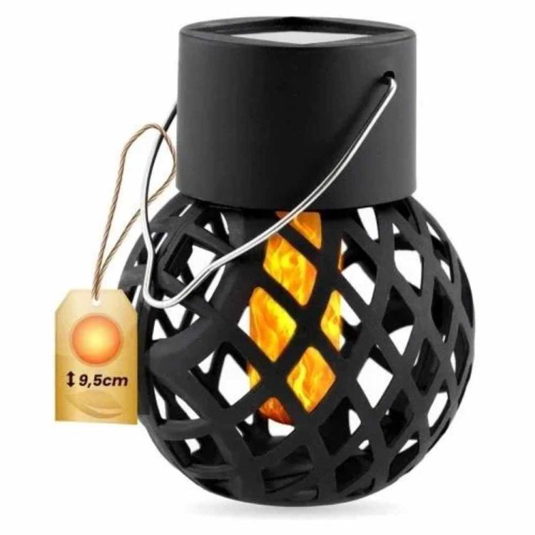 Lampa solarna ogrodowa kula LED czarna wisząca dekoracyjna – zdjęcie 1
