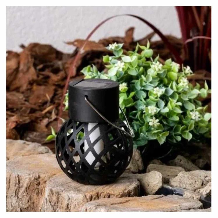 Lampa solarna ogrodowa kula LED czarna wisząca dekoracyjna – zdjęcie 3