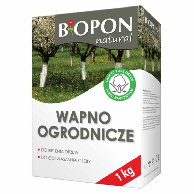 Wapno ogrodnicze Biopon Natural 1kg do bielenia drzew i odkwaszania gleby