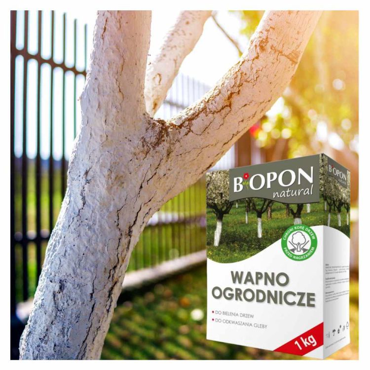 Wapno ogrodnicze Biopon Natural 1kg do bielenia drzew i odkwaszania gleby