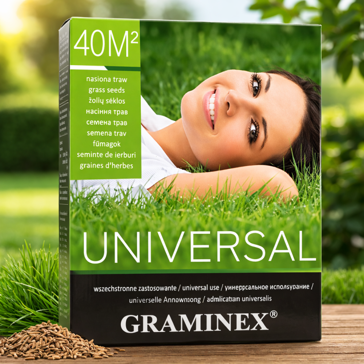 Trawa uniwersalna Graminex Universal nasiona trawy 40m2 do trawników przydomowych i ogrodowych