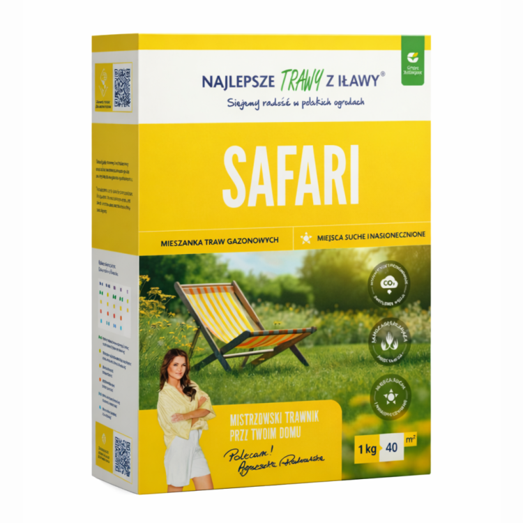 Mieszanka traw Najlepsze Trawy z Iławy Safari 1kg na miejsca suche i nasłonecznione 40m²