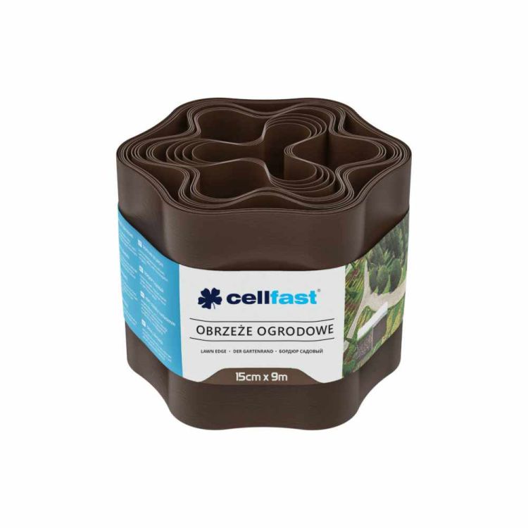 Obrzeże ogrodowe Cellfast 15cm x 9m elastyczne z tworzywa brązowe do trawnika