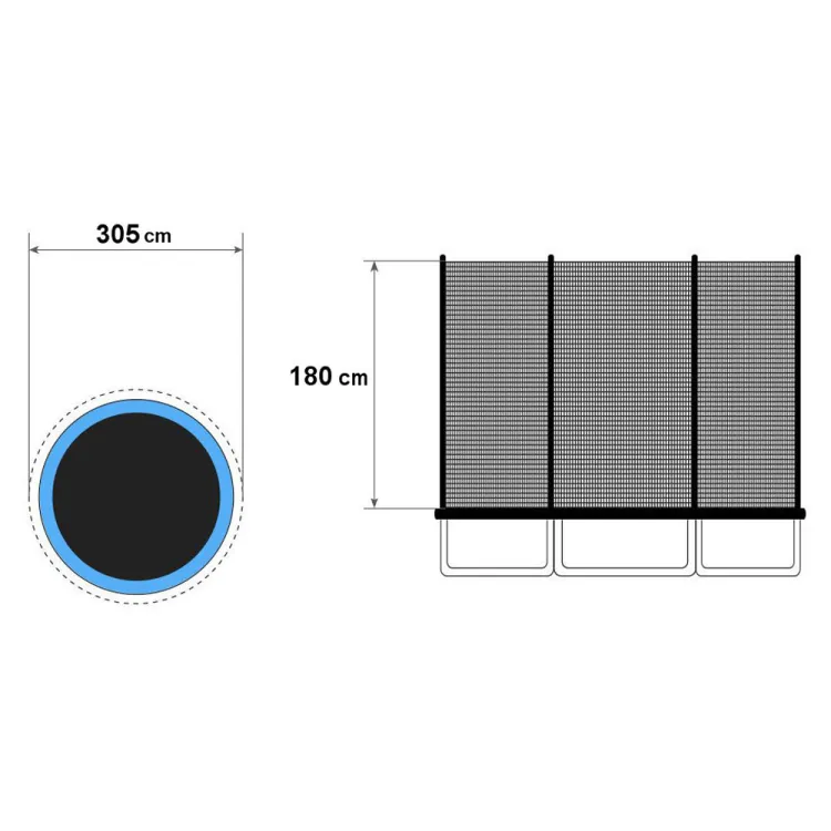 Trampolina ogrodowa 10ft 305 cm 150 kg z zewnętrzną siatką i drabinką