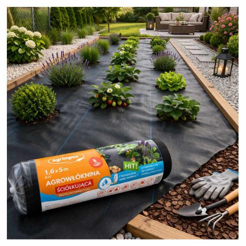 Agrowłóknina ściółkująca 1,6x5 m przeciw chwastom czarna