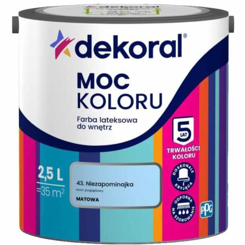 Farba lateksowa Dekoral Moc Koloru Niezapominajka 2,5L ściany sufit mat