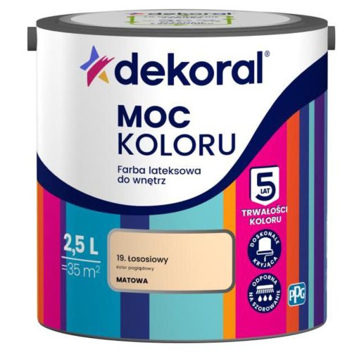 Farba lateksowa Dekoral Moc Koloru łososiowy 2,5L ściany sufit mat