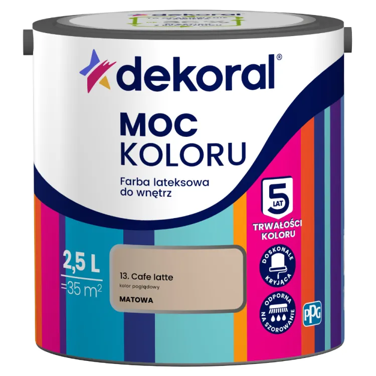 Farba lateksowa Dekoral Moc Koloru Cafe Latte 2,5L ściany sufit mat