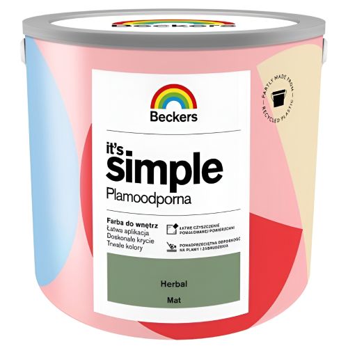 Farba lateksowa Beckers Simple Herbal 2,5L plamoodporna do ścian i sufitów