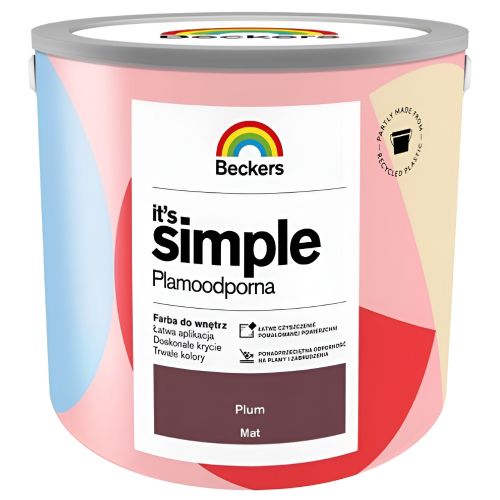 Farba lateksowa Beckers Simple Plum 2,5L plamoodporna do ścian i sufitów