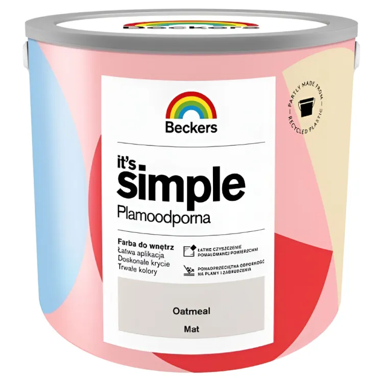 Farba lateksowa Beckers Simple Oatmeal 2,5L plamoodporna do ścian i sufitów