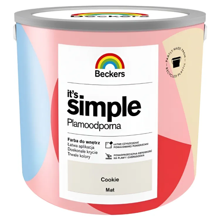 Farba lateksowa Beckers Simple Cookie 2,5L plamoodporna do ścian i sufitów