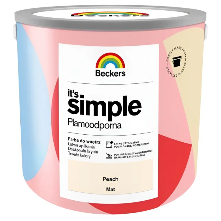 Farba lateksowa Beckers Simple Peach 2,5L plamoodporna do ścian i sufitów