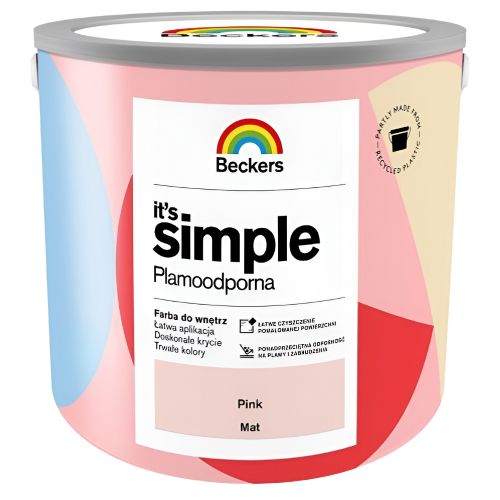 Farba lateksowa Beckers Simple Pink 2,5L plamoodporna do ścian i sufitów