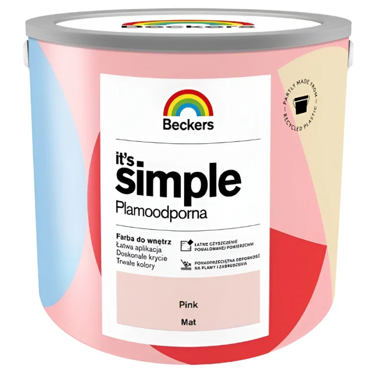 Farba lateksowa Beckers Simple Pink 2,5L plamoodporna do ścian i sufitów