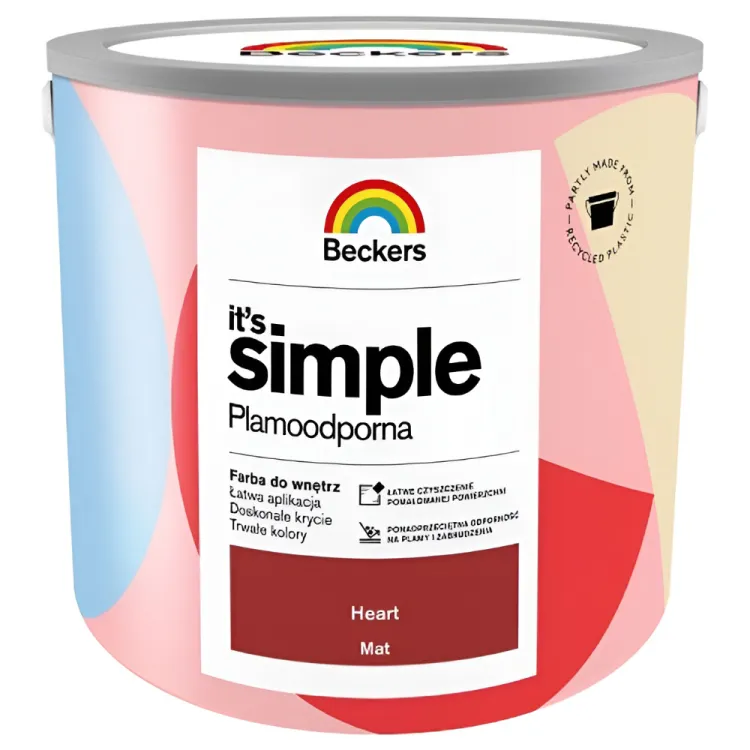 Farba lateksowa Beckers Simple Heart 2,5L plamoodporna do ścian i sufitów