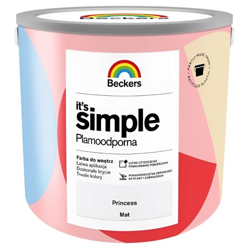Farba lateksowa Beckers Simple Princess 2,5L plamoodporna do ścian i sufitów