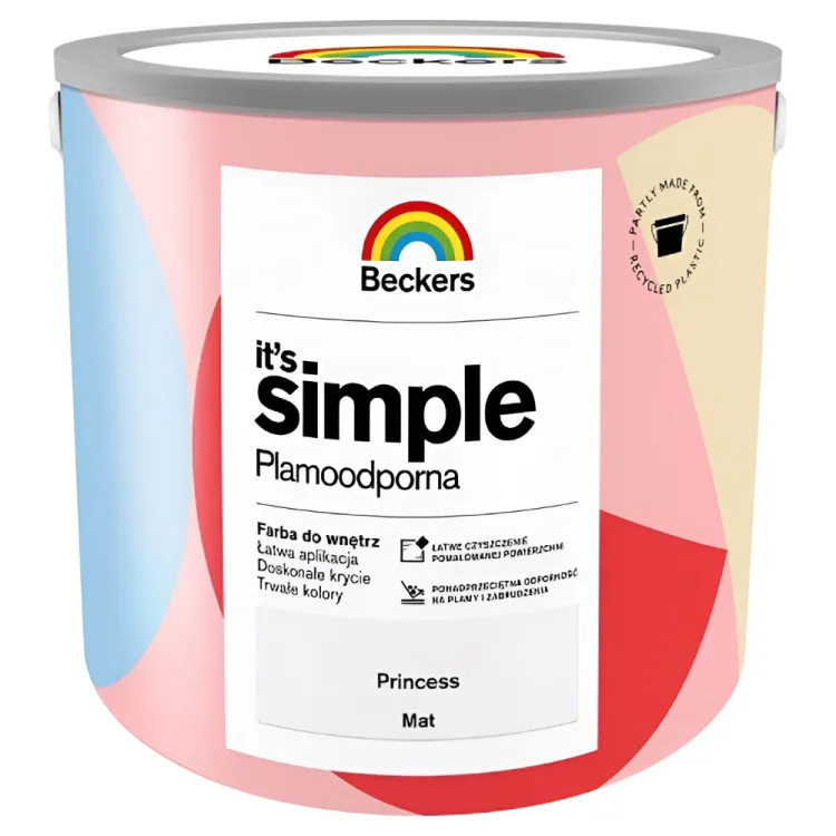 Farba lateksowa Beckers Simple Princess 2,5L plamoodporna do ścian i sufitów