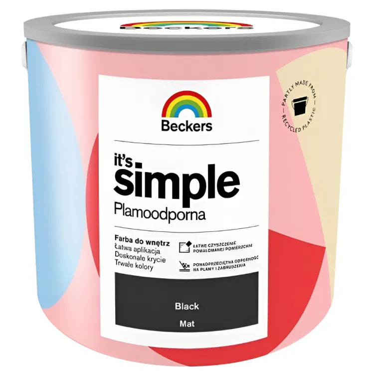 Farba lateksowa Beckers It's Simple Black 2,5L plamoodporna do ścian i sufitów