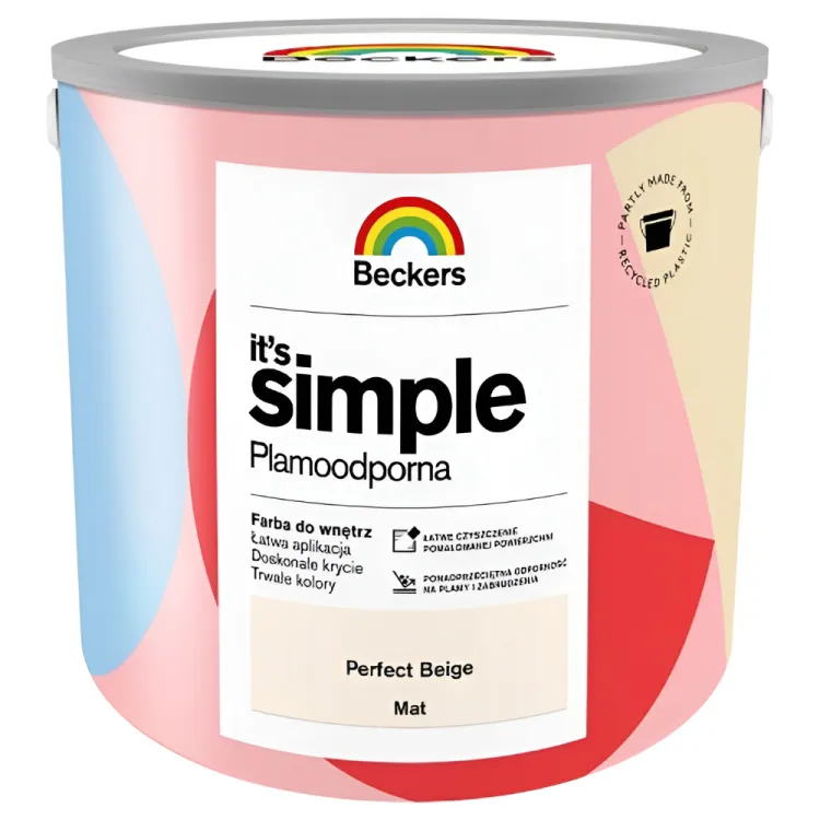 Farba lateksowa Beckers Simple Perfect Beige 2,5L plamoodporna do ścian i sufitów