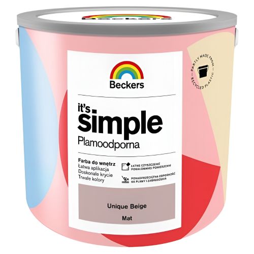 Farba lateksowa Beckers Simple Unique Beige 2,5L plamoodporna do ścian i sufitów