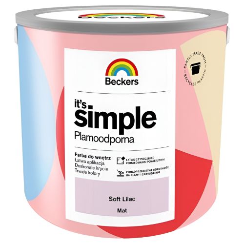Farba lateksowa Beckers Simple Soft Lilac 2,5L plamoodporna do ścian i sufitów