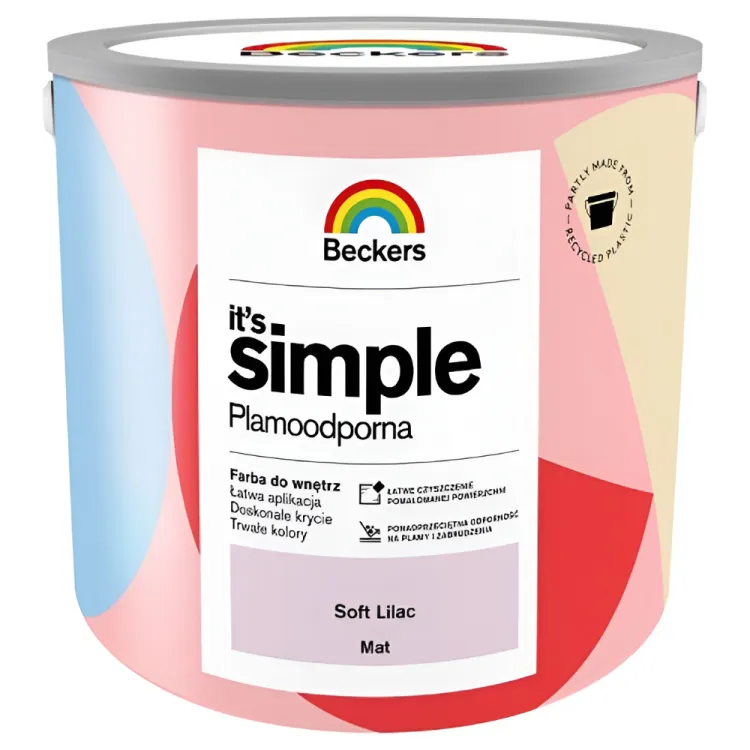 Farba lateksowa Beckers Simple Soft Lilac 2,5L plamoodporna do ścian i sufitów