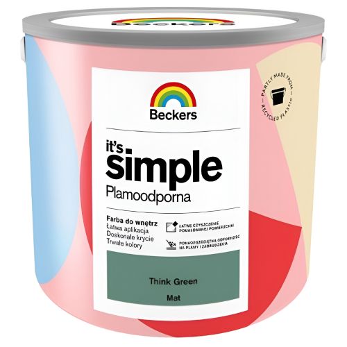 Farba lateksowa Beckers Simple Think Green 2,5L plamoodporna do ścian i sufitów