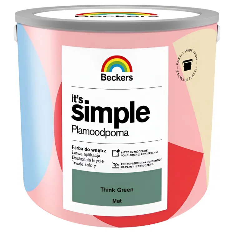 Farba lateksowa Beckers Simple Think Green 2,5L plamoodporna do ścian i sufitów