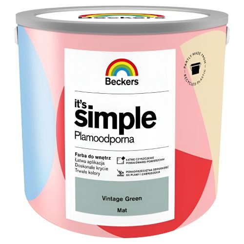 Farba lateksowa Beckers Simple Vintage Green 2,5L plamoodporna do ścian i sufitów