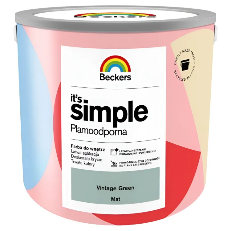 Farba lateksowa Beckers Simple Vintage Green 2,5L plamoodporna do ścian i sufitów