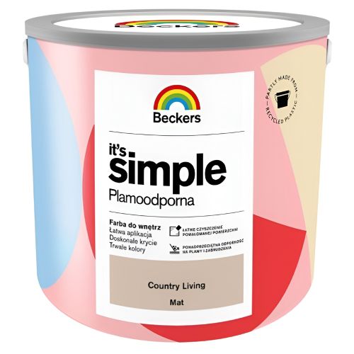Farba lateksowa Beckers Simple Country Living 2,5L plamoodporna do ścian i sufitów