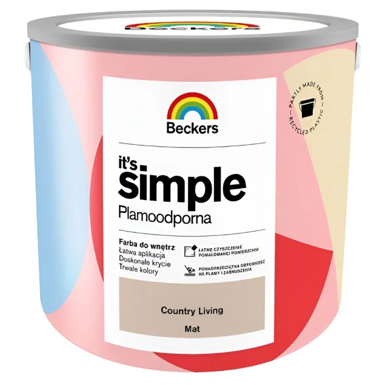 Farba lateksowa Beckers Simple Country Living 2,5L plamoodporna do ścian i sufitów