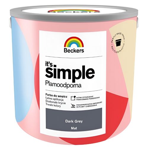 Farba lateksowa Beckers Simple Dark Grey 2,5L plamoodporna do ścian i sufitów