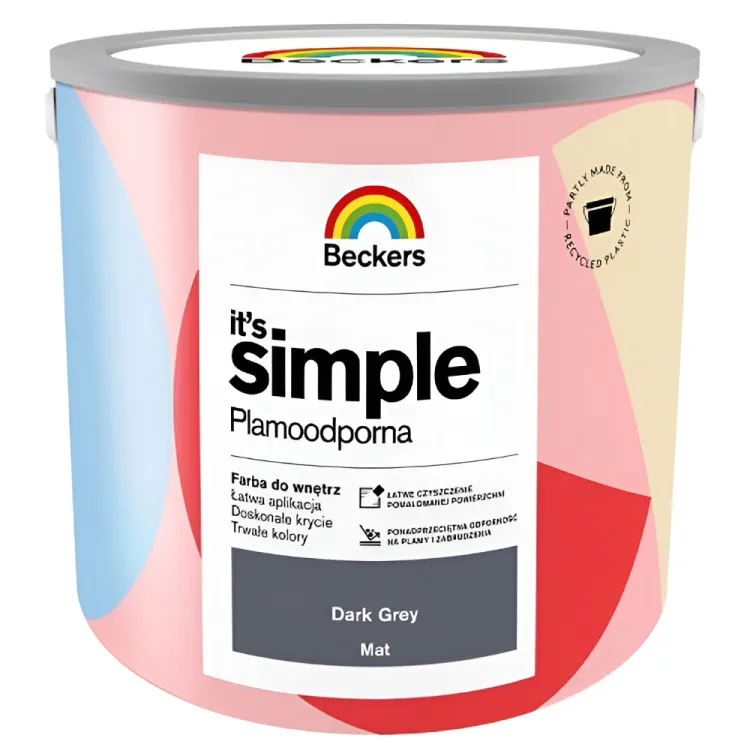Farba lateksowa Beckers Simple Dark Grey 2,5L plamoodporna do ścian i sufitów