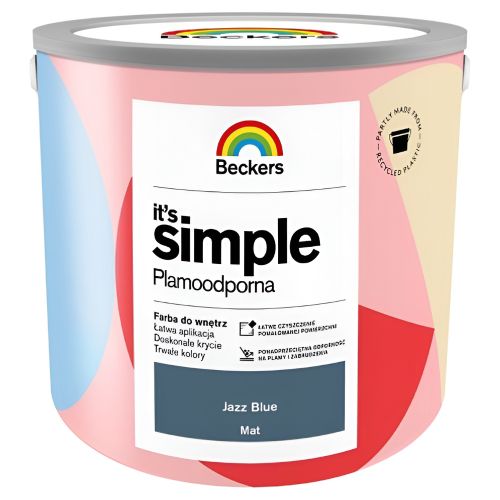 Farba lateksowa Beckers Simple Jazz Blue 2,5L plamoodporna do ścian i sufitów