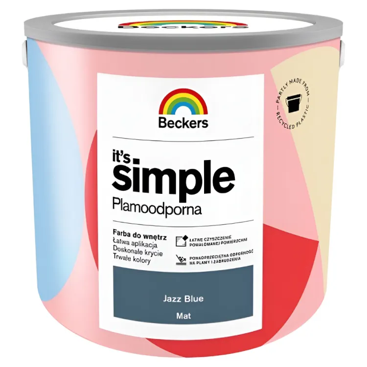 Farba lateksowa Beckers Simple Jazz Blue 2,5L plamoodporna do ścian i sufitów