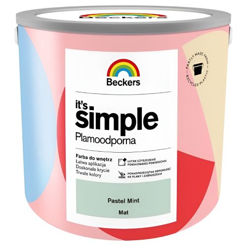 Farba lateksowa Beckers Simple Pastel Mint 2,5L plamoodporna do ścian i sufitów