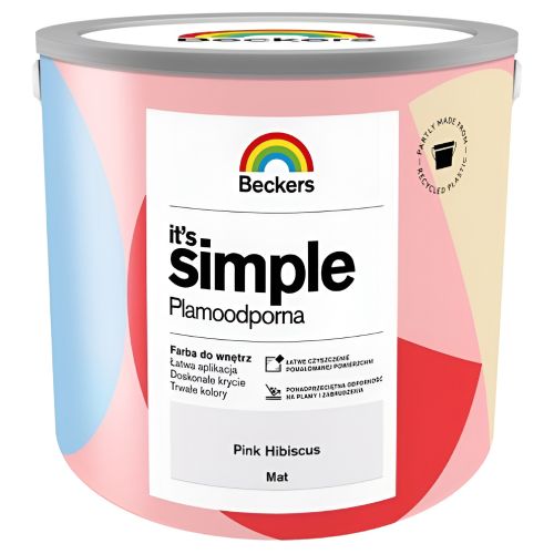 Farba lateksowa Beckers Simple Pink Hibiscus 2,5L plamoodporna do ścian i sufitów