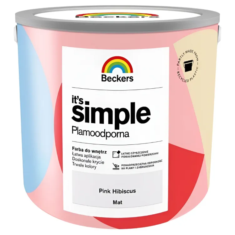 Farba lateksowa Beckers Simple Pink Hibiscus 2,5L plamoodporna do ścian i sufitów