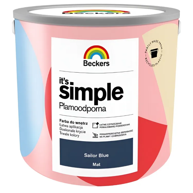 Farba lateksowa Beckers Simple Sailor Blue 2,5L plamoodporna do ścian i sufitów