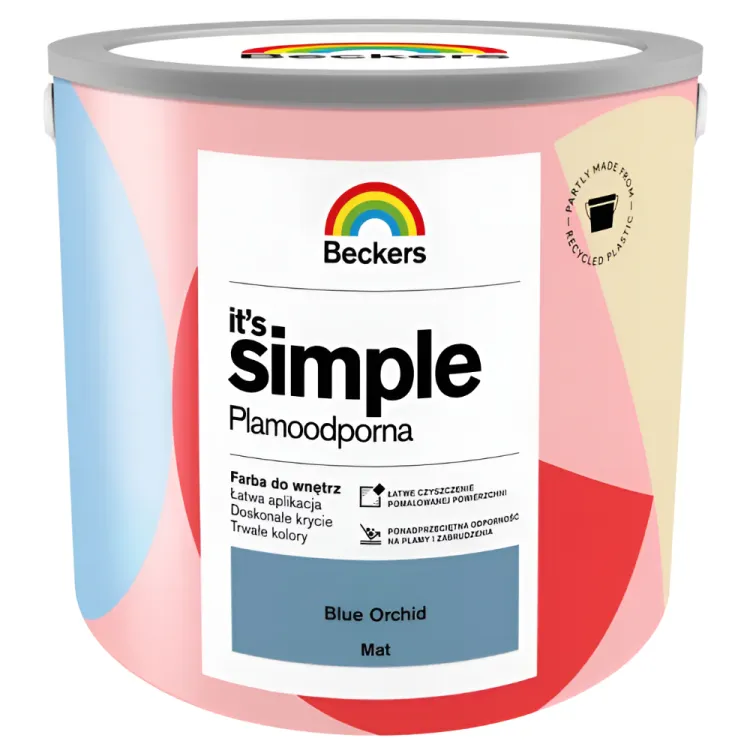 Farba lateksowa Beckers It's Simple Blue Orchid 2,5L plamoodporna do ścian i sufitów