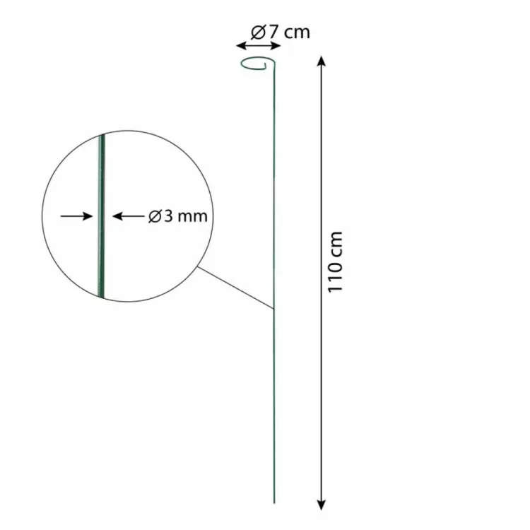 Podpora roślin 4iQ 110cm metalowa z oczkiem zielona do ogrodu