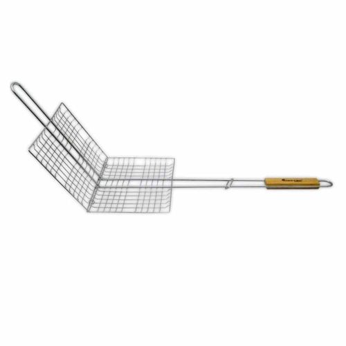 Ruszt do grilla Master Grill & Party stalowy z drewnianą rączką do mięsa